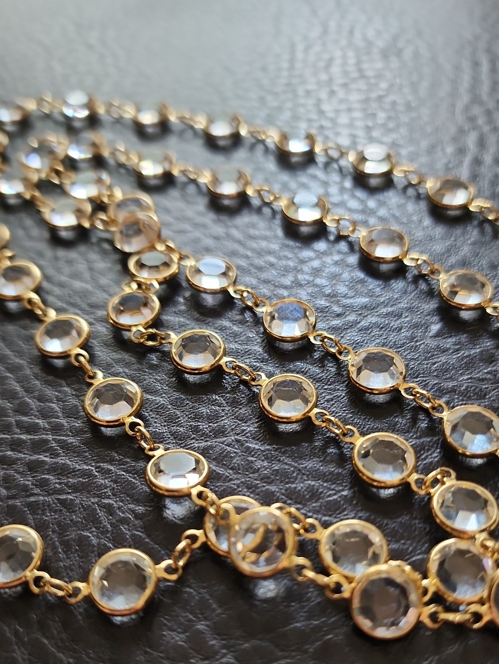 Swarovski Gold Crystal Station Necklace - Clear Stones
